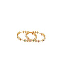 Pair of Lalithambike 1-gram gold bangles featuring a vibrant sequence of multi-colored gemstones in ruby, emerald, and sapphire tones.